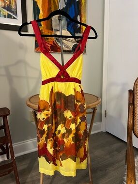 Arden B Yellow and Red Babydoll Dress
